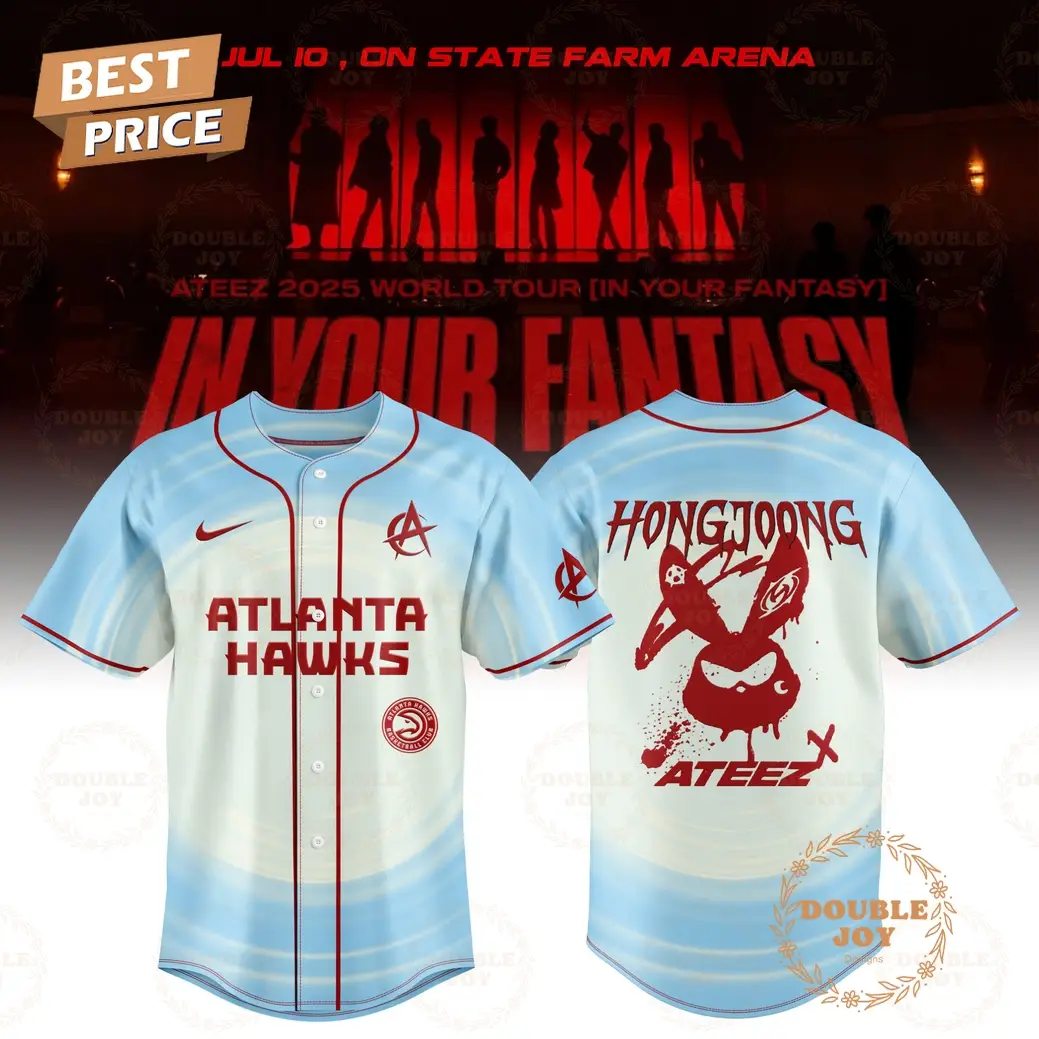 Atlanta Hawks x Ateez 2025 World Tour In Your Fantasy "Kim Hong Joong" Limited Edition Baseball Jersey
