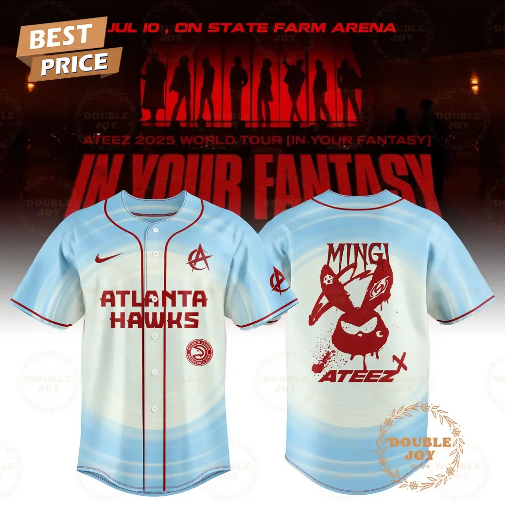 Atlanta Hawks x Ateez 2025 World Tour In Your Fantasy "Song Min-Gi" Limited Edition Baseball Jersey