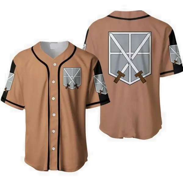 Attack On Titan Inspired Baseball Jersey - Survey Corps Design, Unisex Cosplay Shirt