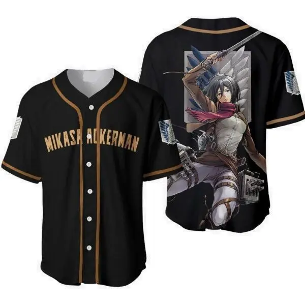 Attack On Titan Mikasa Ackerman Baseball Jersey - Anime Fan Apparel