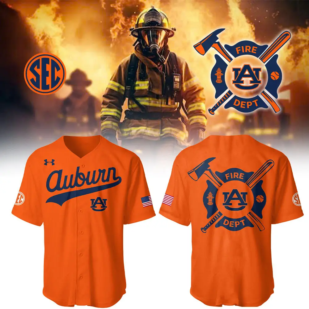 Auburn Baseball x Firefighter Appreciation Night Jersey Gifts For Baseball Fans - Tazila