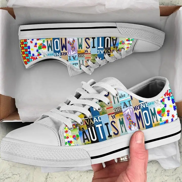 Autism Mom Low Top Shoes Sneakers Autism Awareness Month Merch Gifts For Mother
