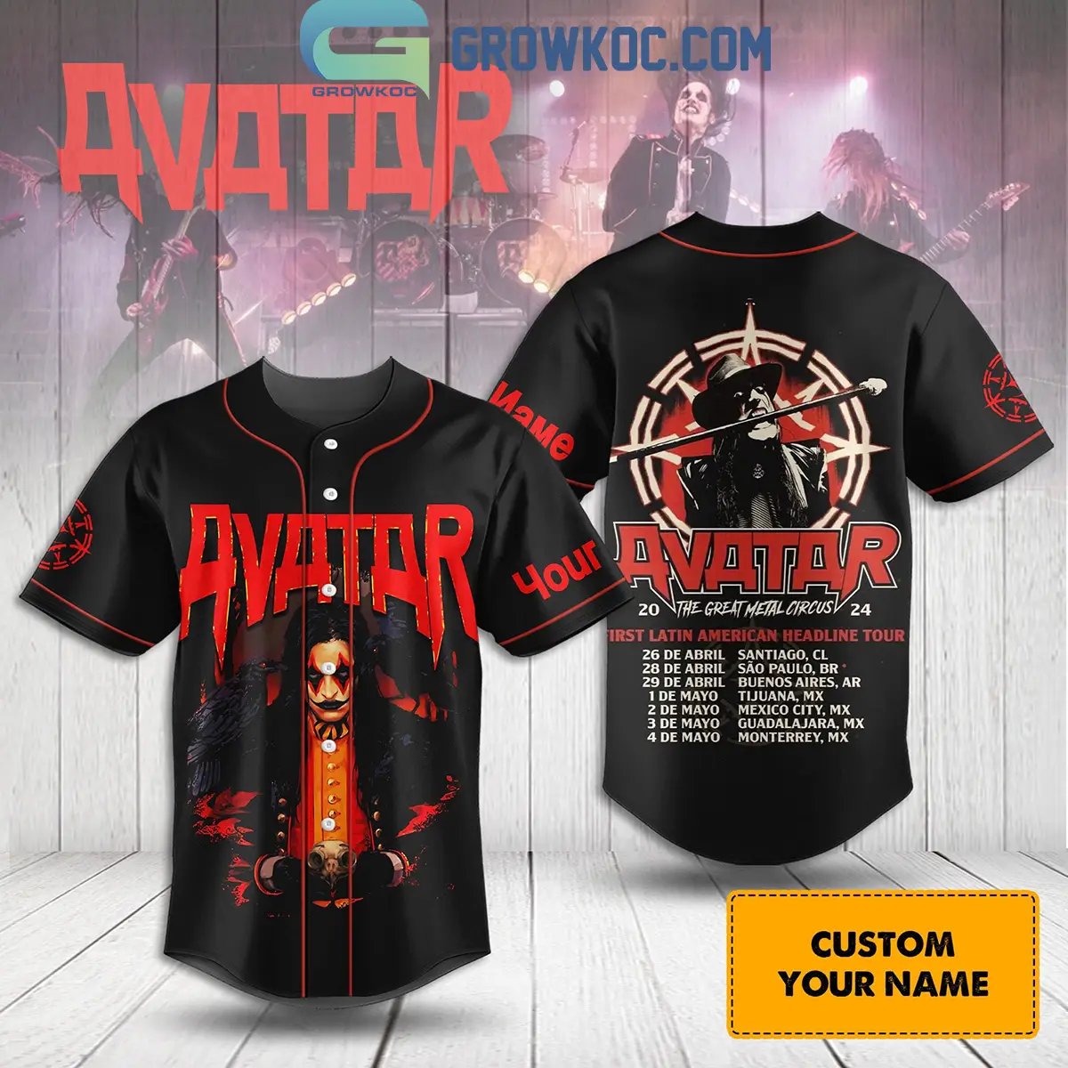 Avatar The Great Metal Circus 2024 Tour Personalized Baseball Jersey