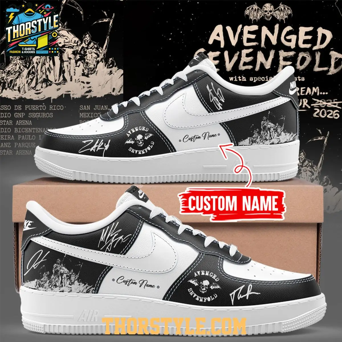 Avenged Sevenfold Latin America Tour 2026 Personalized Air Force 1 Shoes Avenged Sevenfold Latin America Tour 2026 Personalized Air Force 1 Shoes - Image 1