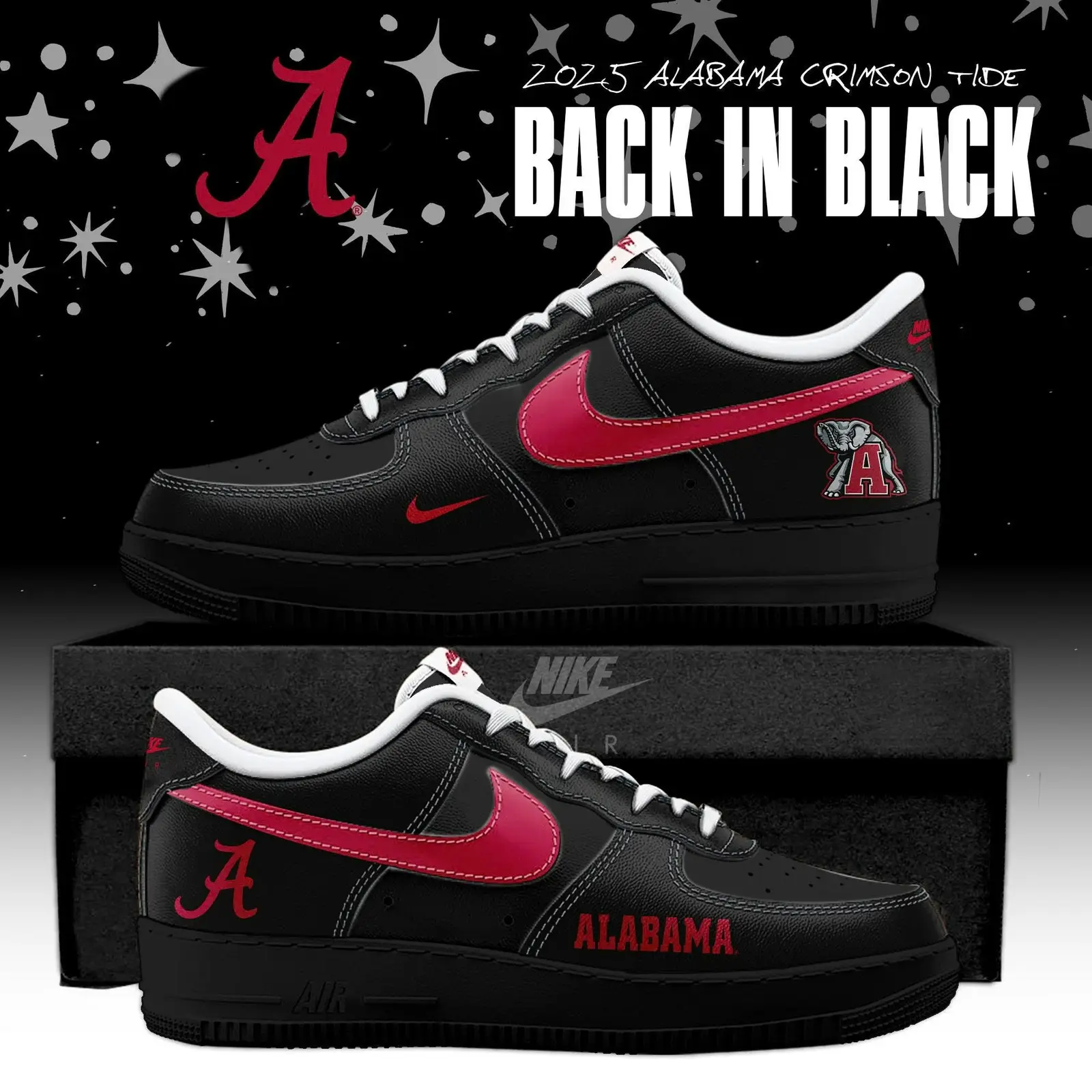 Back In Black Alabama Crimson Tide 2025 Air Force 1 Special Edition | WG39