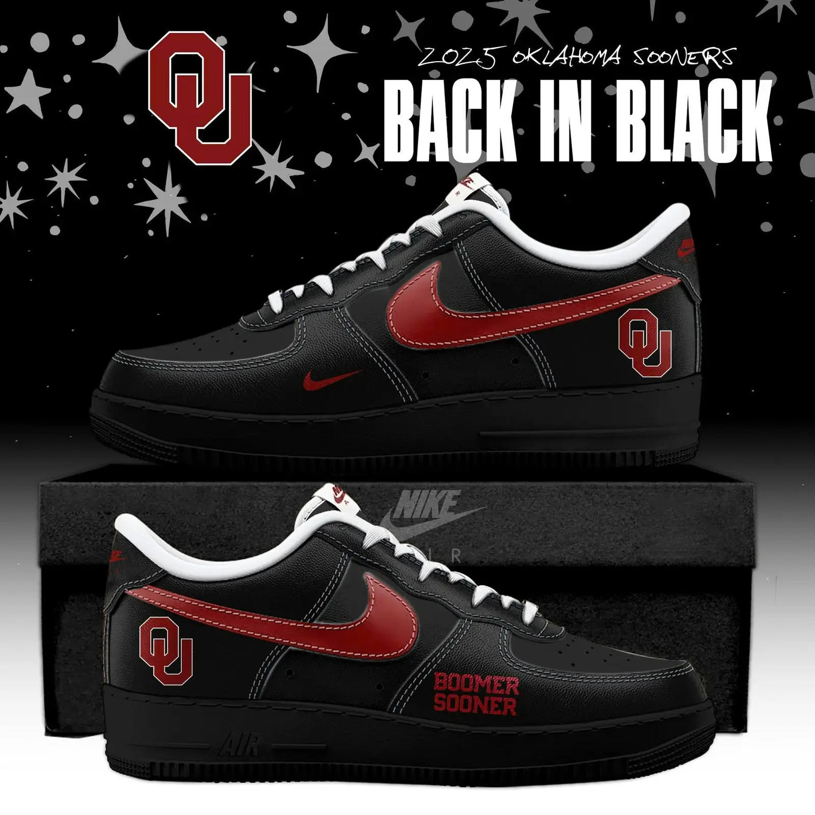 Back In Black Oklahoma Sooners 2025 Air Force 1 Special Edition | RA70