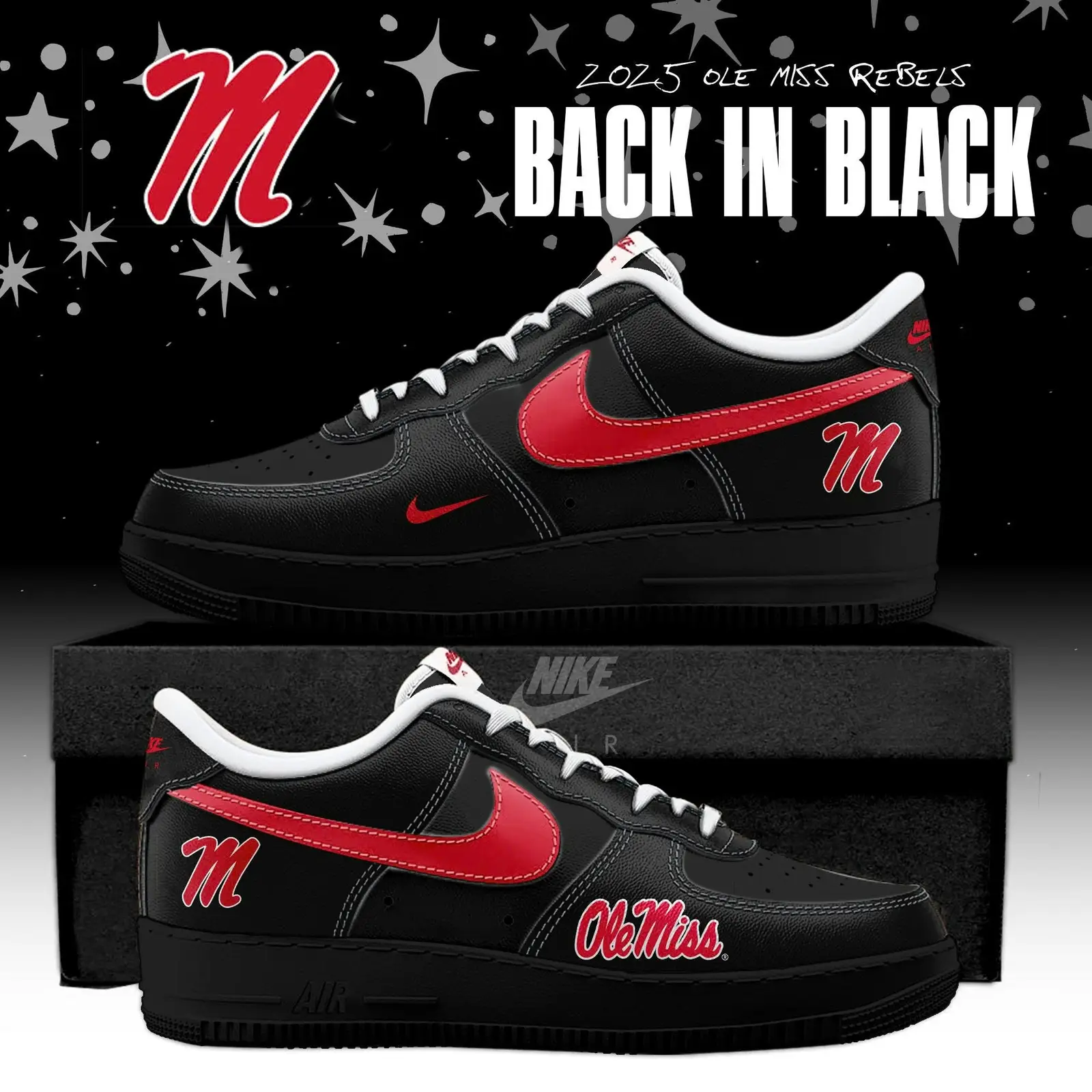 Back In Black Ole Miss Rebels 2025 Air Force 1 Special Edition | XC94