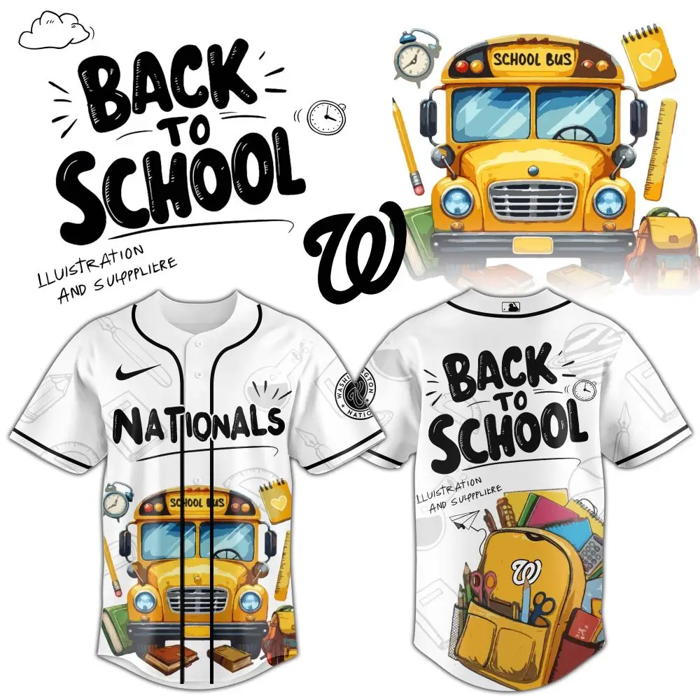 Back To School Nationals Jersey - Fun School Bus Design For Kids & Teens