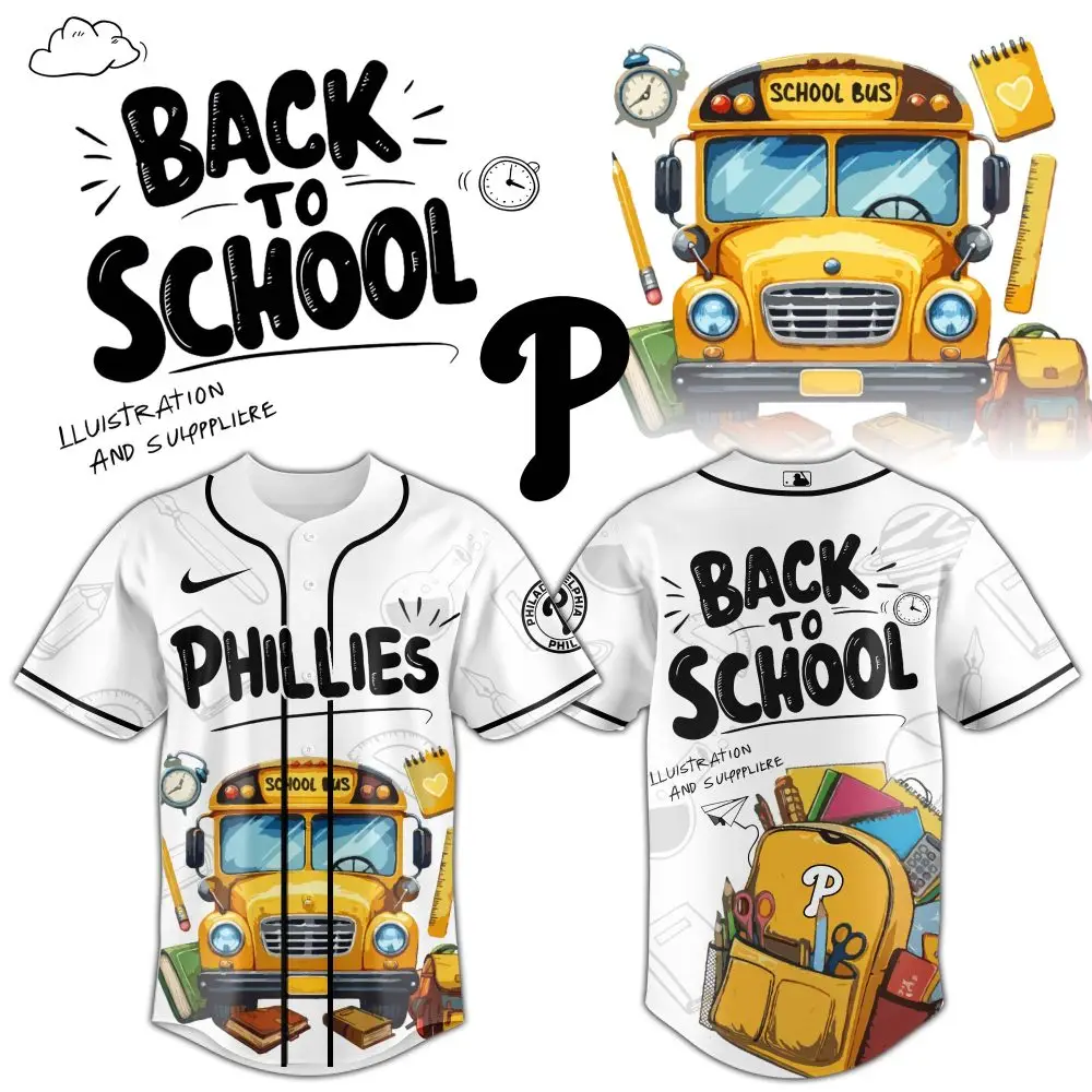 Back To School Phillies Jersey – Unique Bus & Supplies Design For Kids & Fans