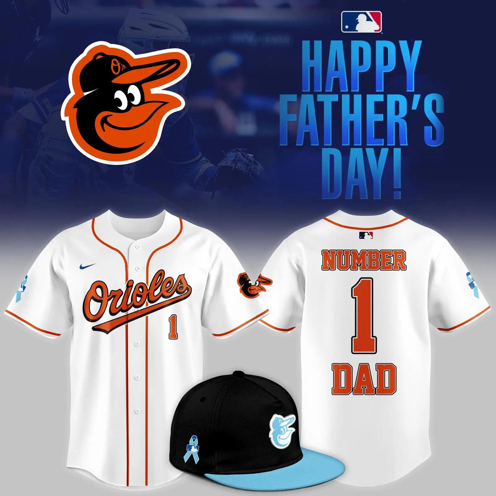 Baltimore Orioles 2025 Fathers Day Number 1 Dad Jersey Baseball Coach Gift Ideas - Tazila