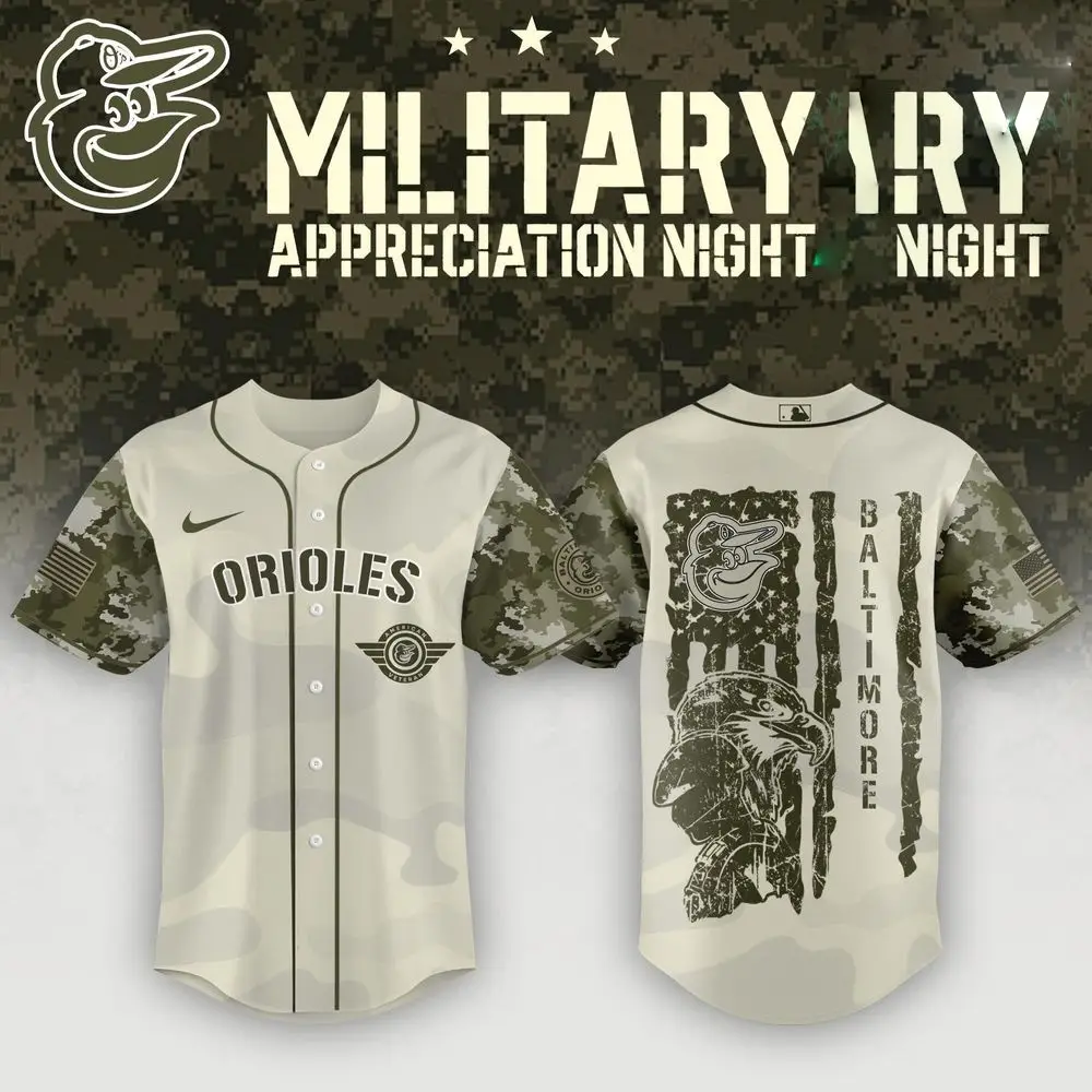 Baltimore Orioles Armed Forces Day Night Baseball Jersey 2025 Cool Baseball Gifts - Tazila