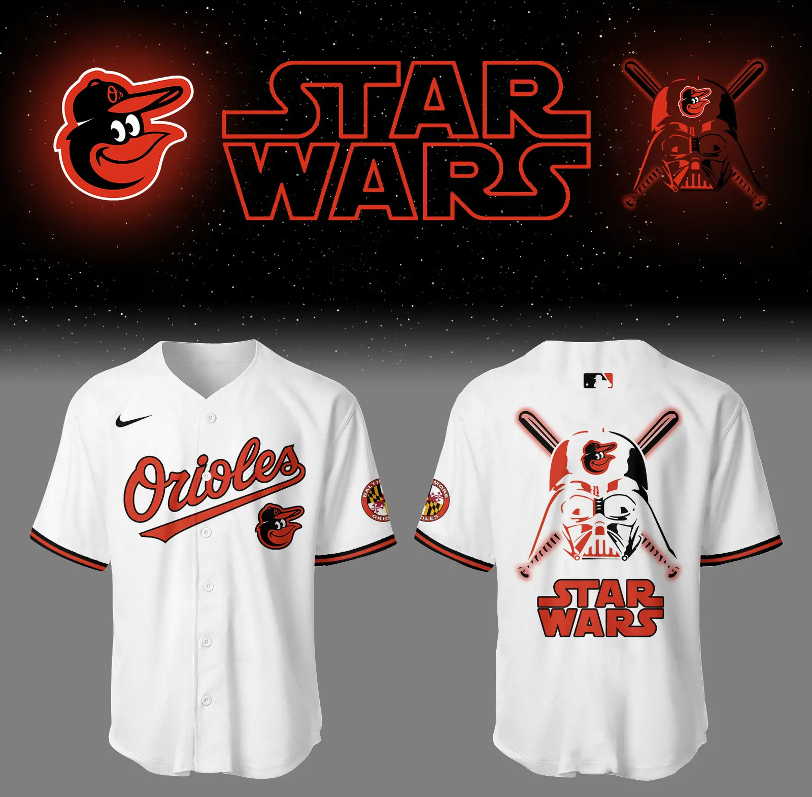 Baltimore Orioles Baseball 2025 "Orioles X Star Wars" White Jersey Gifts For Baseball Fans - Tazila