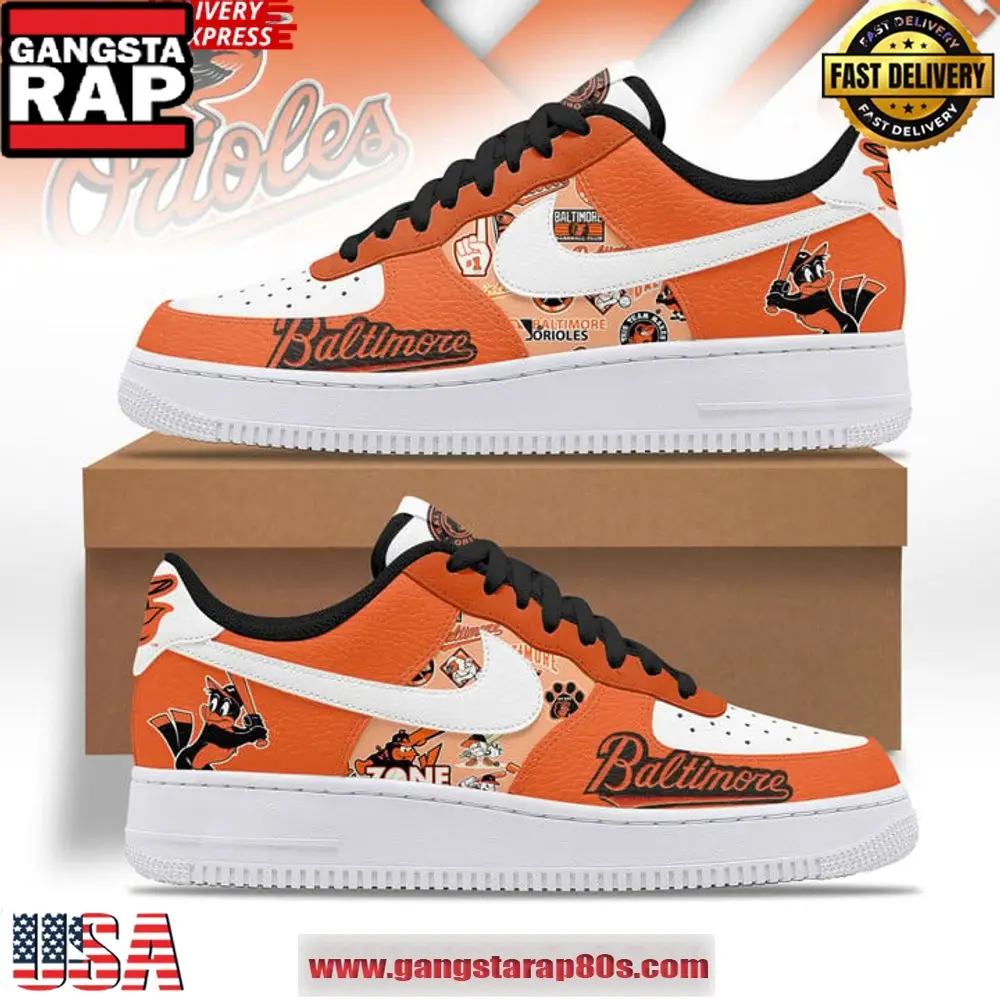 Baltimore Orioles Baseball Special Edition Air Force 1 Running Sneakers Shoes
