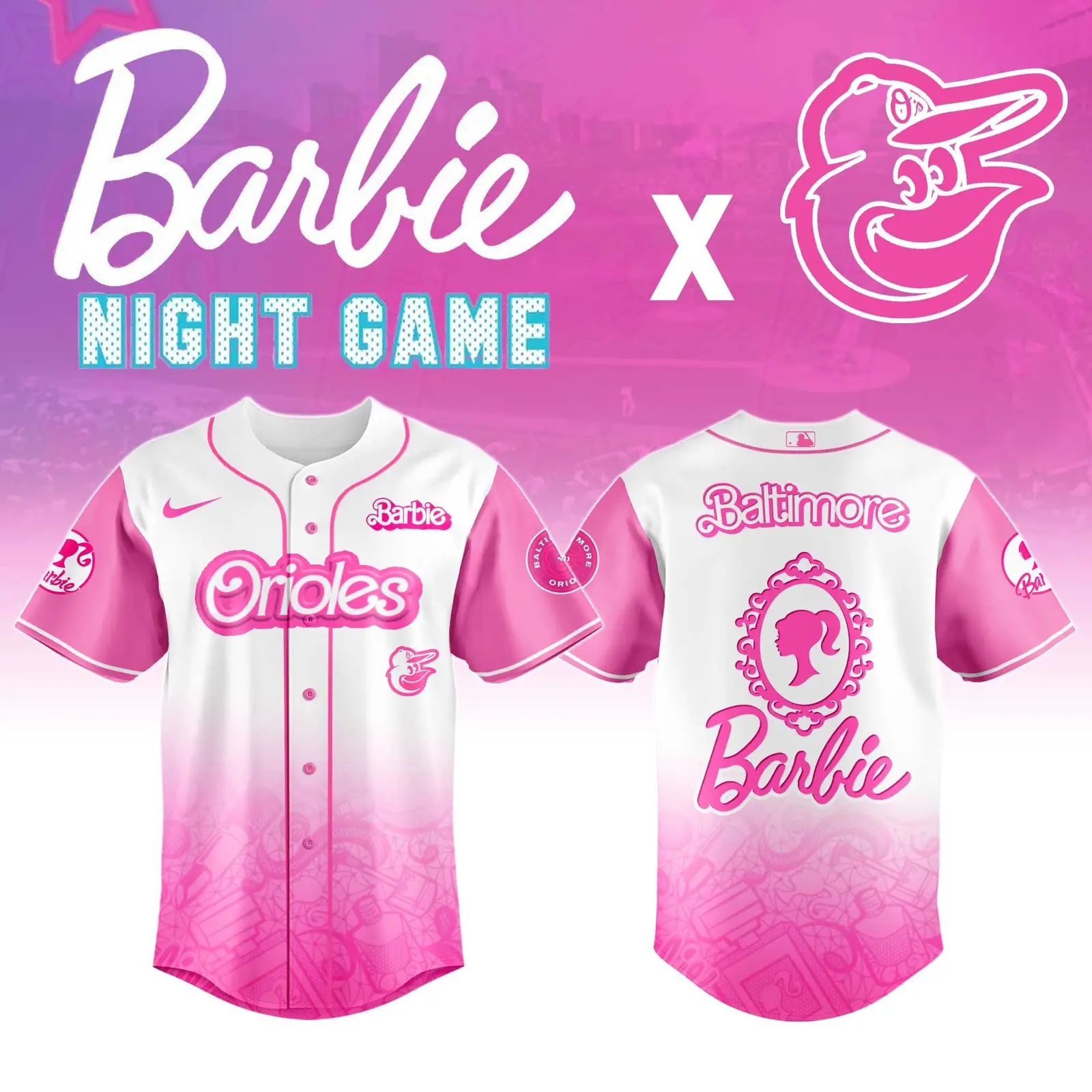 Baltimore Orioles x Barbie Night Jersey Fan Merch Baseball Lovers Gifts For Her - Tazila