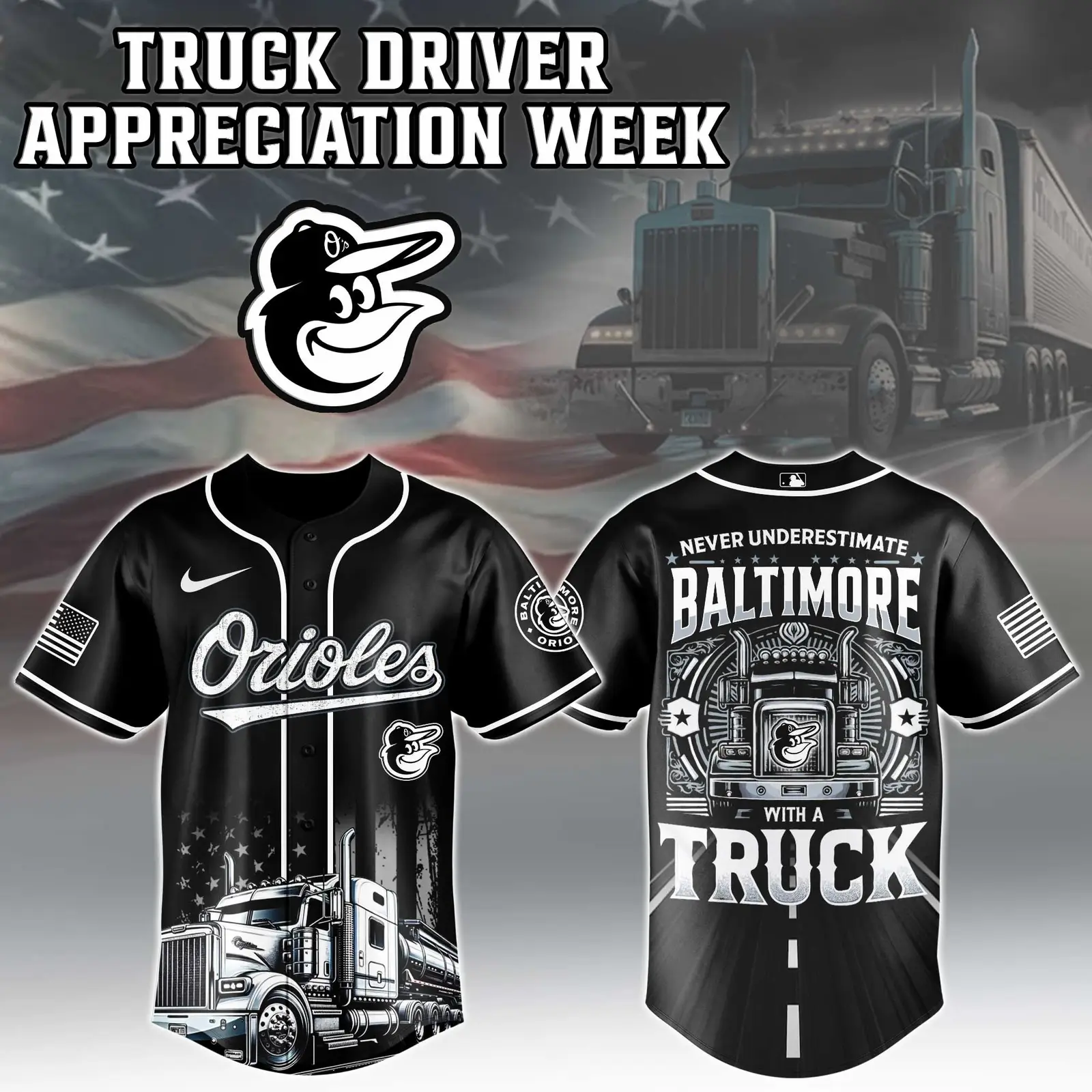 Baltimore Orioles X Nation Truck Driver Appreciation Week Edition Jersey 2025 - Tazila