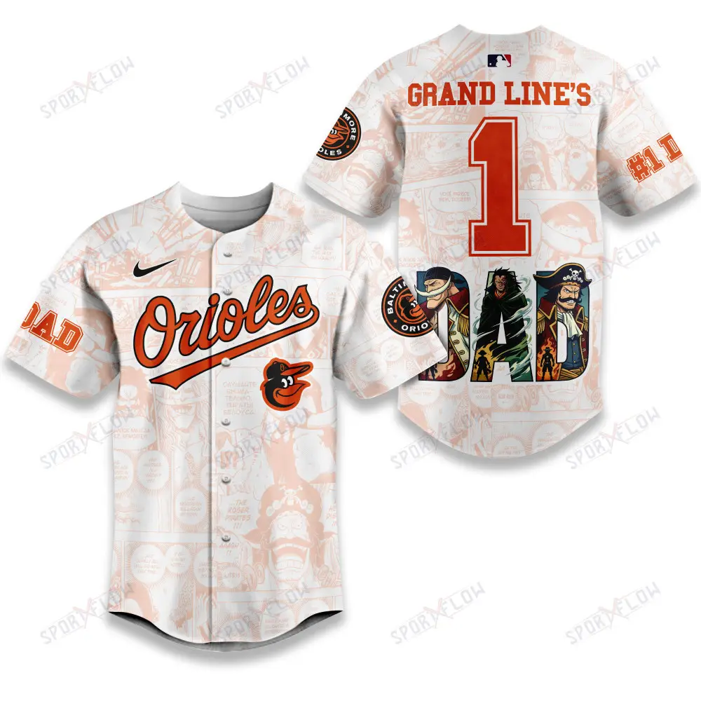 Baltimore Orioles X One Piece Grand Line'S #1 Dad Custom Baseball Jersey