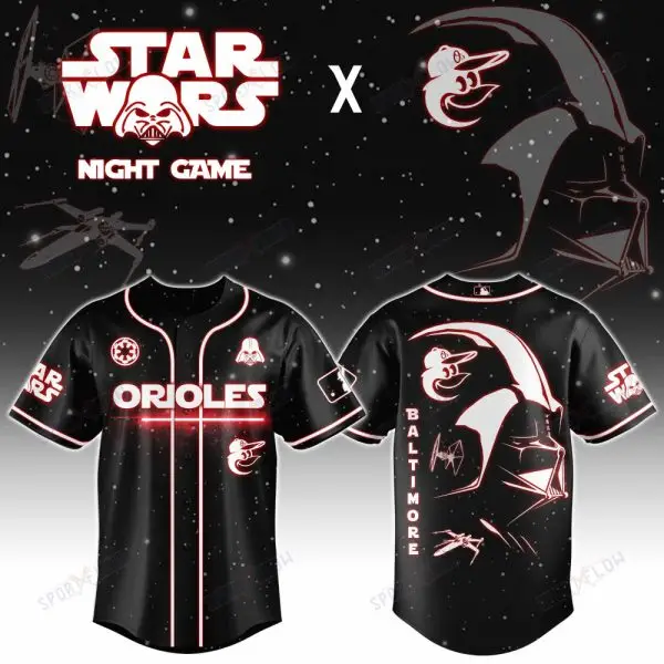 Baltimore Orioles X Star Wars Darth Vader Sith Lord Night Game Baseball Jersey Baltimore Orioles X Star Wars Darth Vader Sith Lord Night Game Baseball Jersey - Image 1