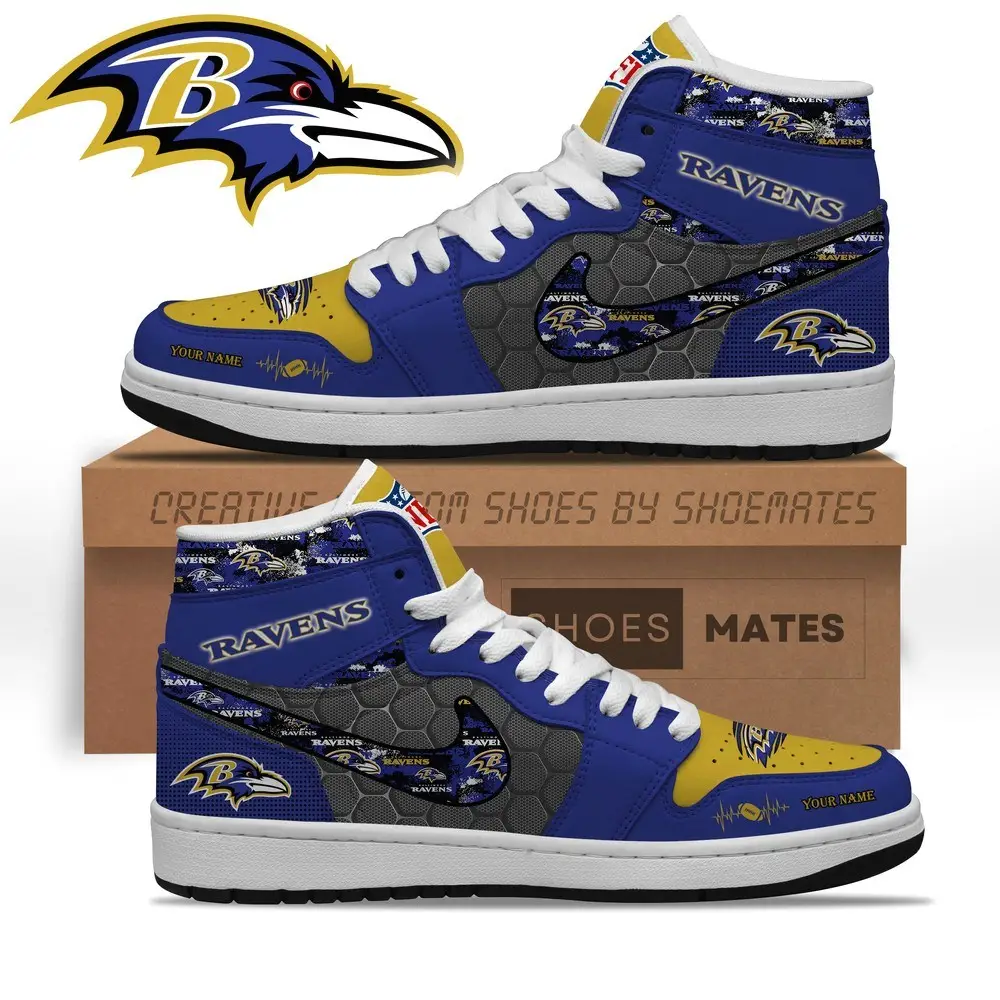 Baltimore Ravens AJ1 High Top Shoes
