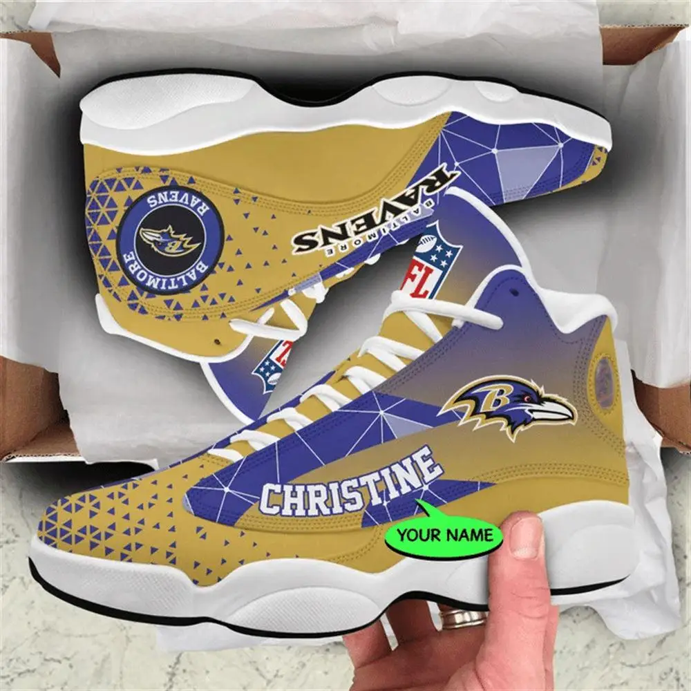 Baltimore Ravens NFL Custom Name Retro Jordan 13 Shoes