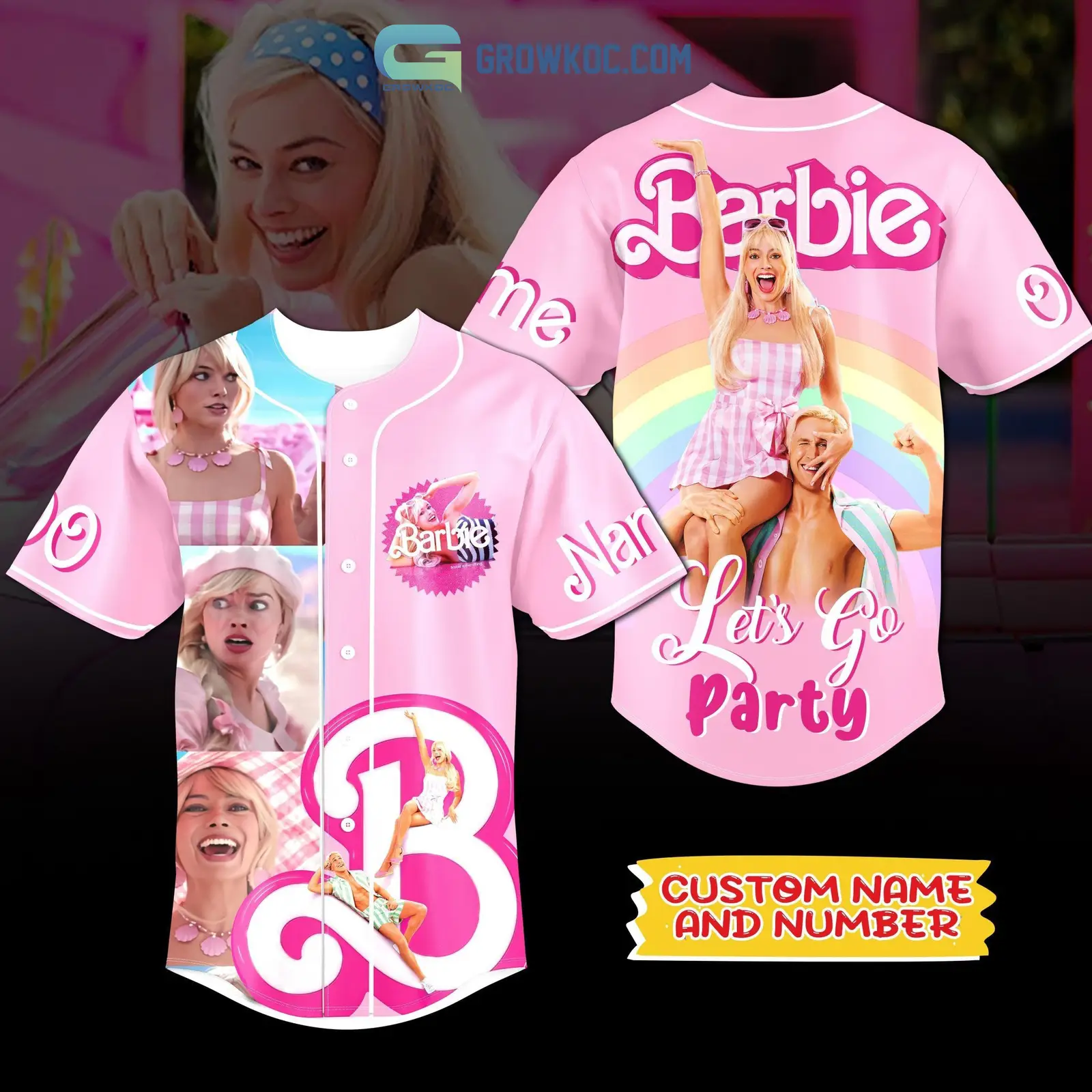 Barbie Let's Go Party Personalized Baseball Jersey