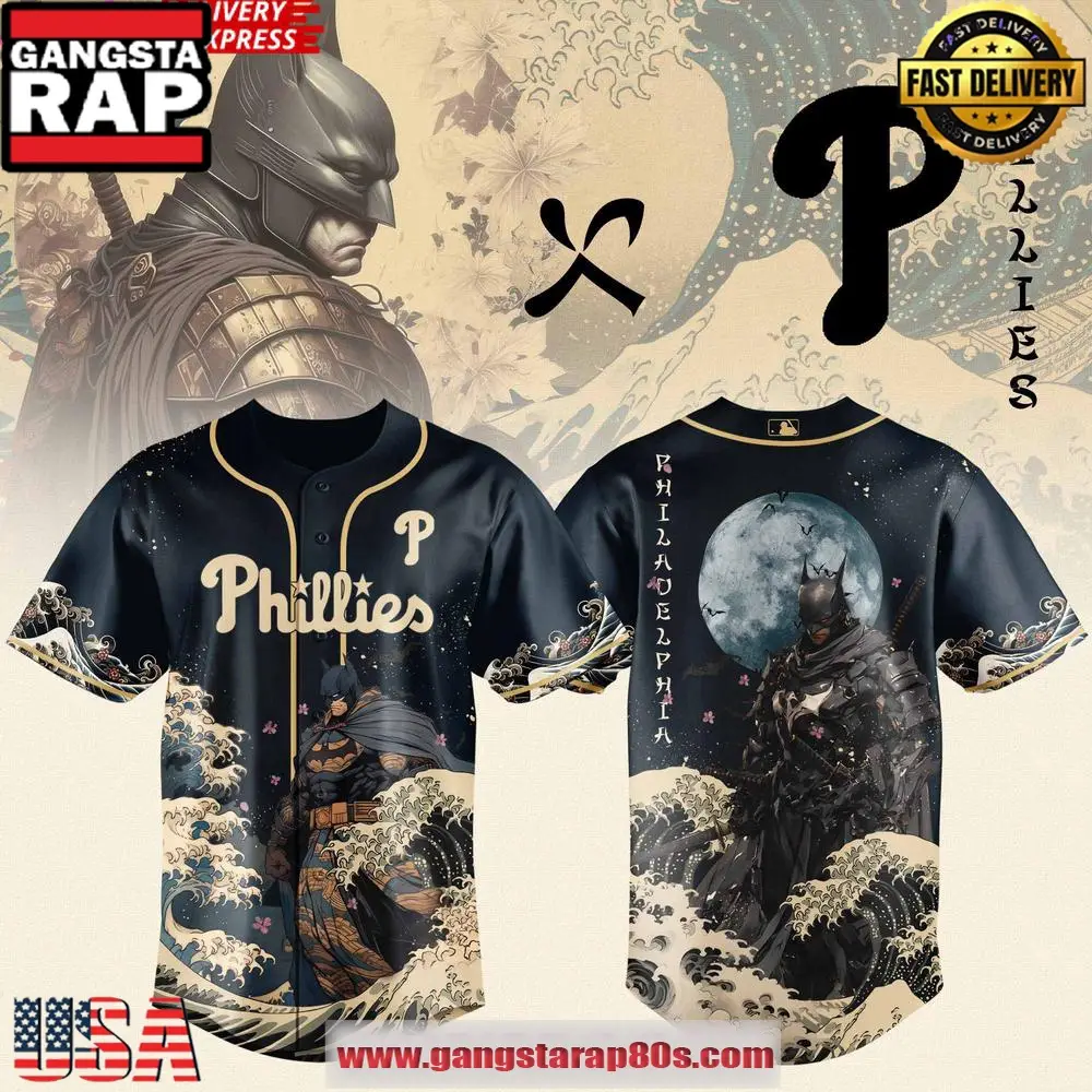 Batman x Philadelphia Phillies Limited Edition Baseball Jersey Shirt