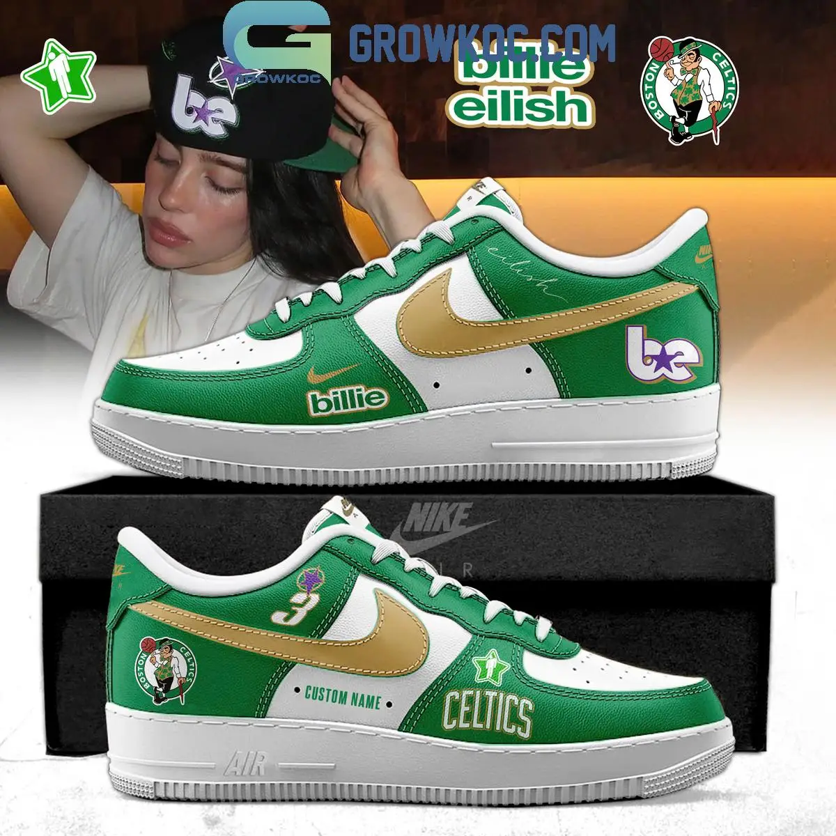 Billie Eilish x Boston Celtics 2025 Air Force 1 Shoes