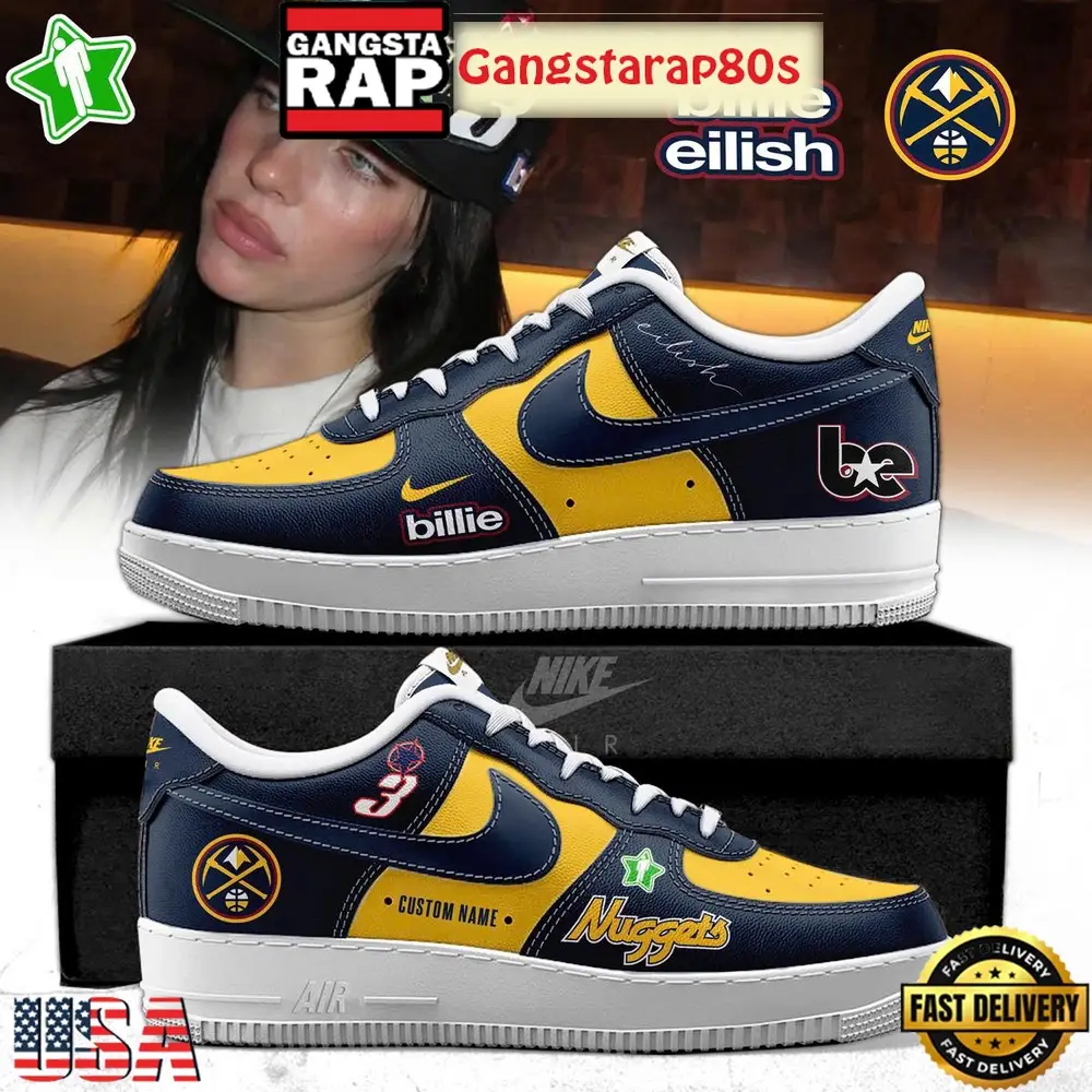 Billie Eilish x Denver Nuggets 2025 Custom Air Force 1 Sneakers Shoes Billie Eilish x Denver Nuggets 2025 Custom Air Force 1 Sneakers Shoes - Image 1