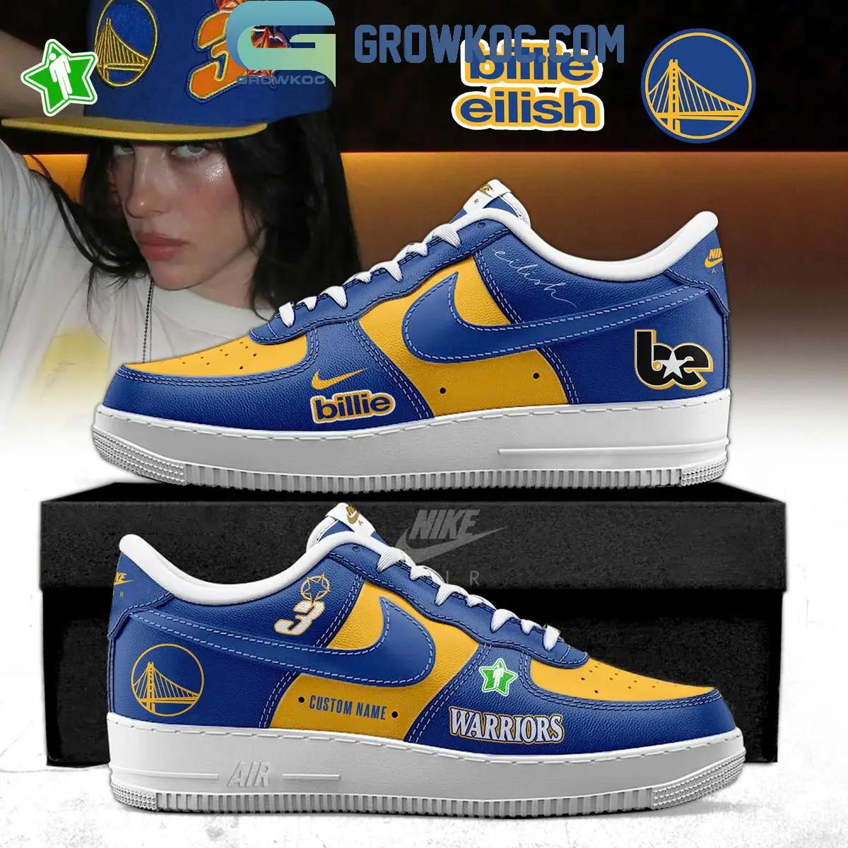 Billie Eilish x Golden State Warriors 2025 Air Force 1 Shoes