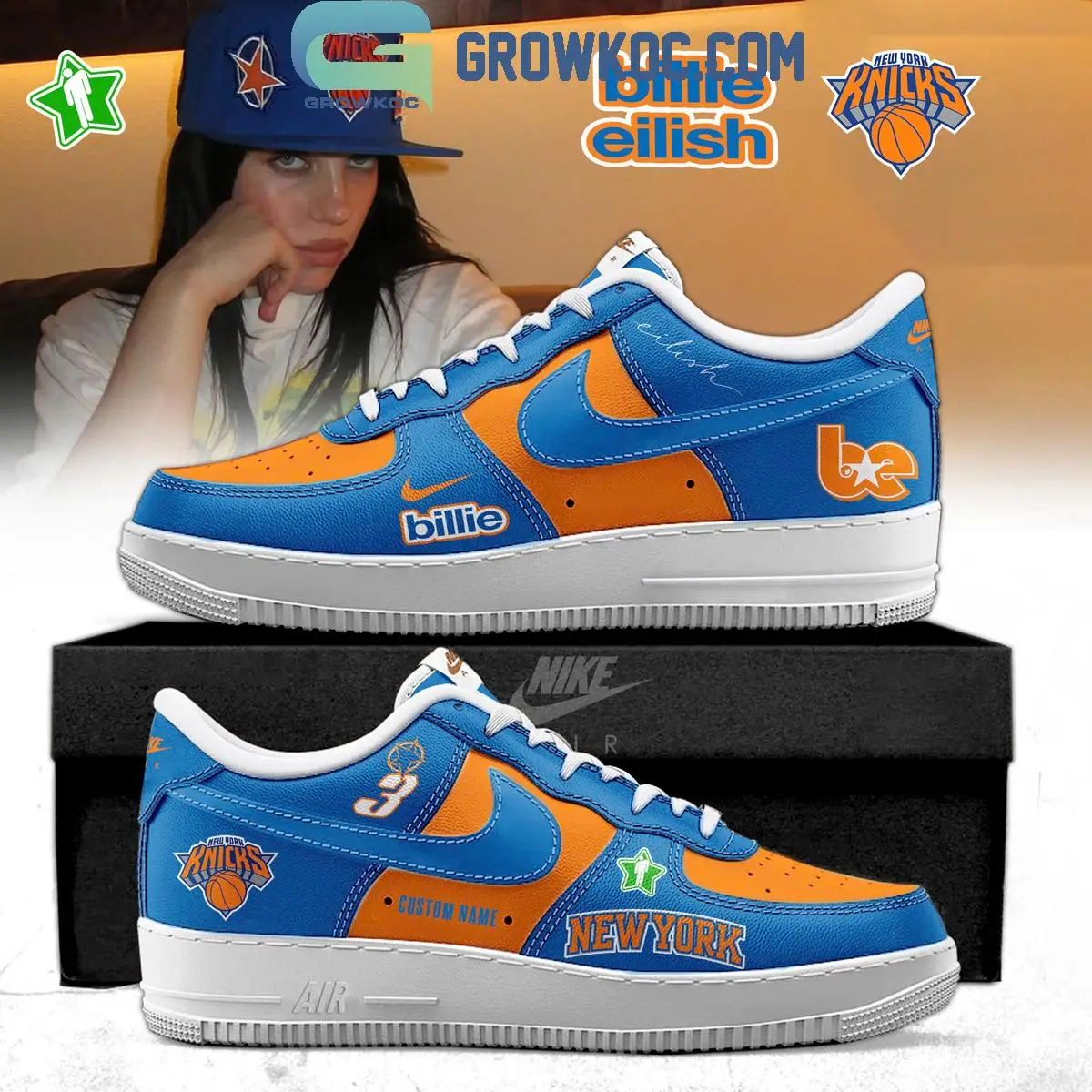 Billie Eilish x New York Knicks 2025 Air Force 1 Shoes