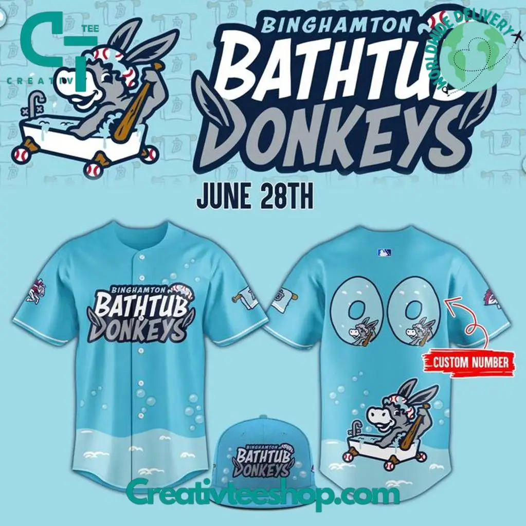 Binghamton Rumble Ponies X Bathtub Donkeys Personalized Baseball Jersey