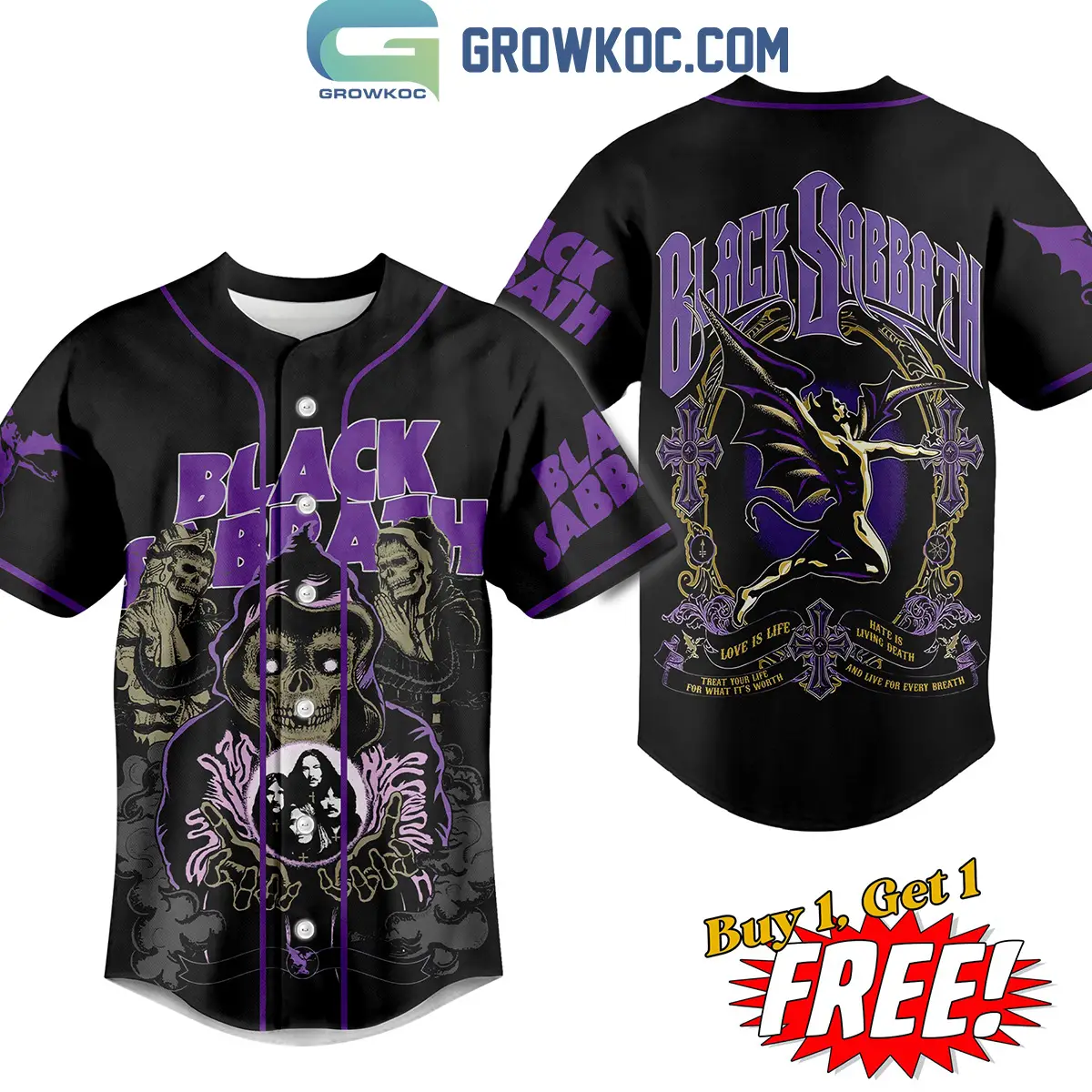 Black Sabbath Love Is Life Hate Is Living Death Personalized Baseball Jersey
