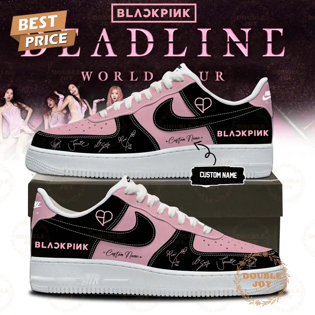 Blackpink Deadline World Tour Custom Name Black & Pink Air Force 1 Sneakers