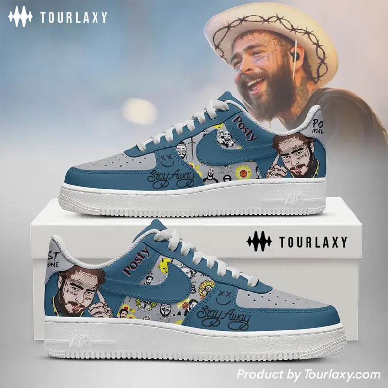 Blue Stay Away Post Malone Air Force 1 Shoes 