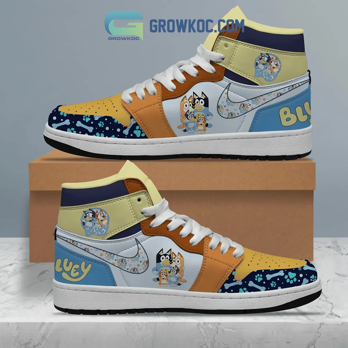 Bluey Cartoons Team Love Air Jordan 1 Shoes