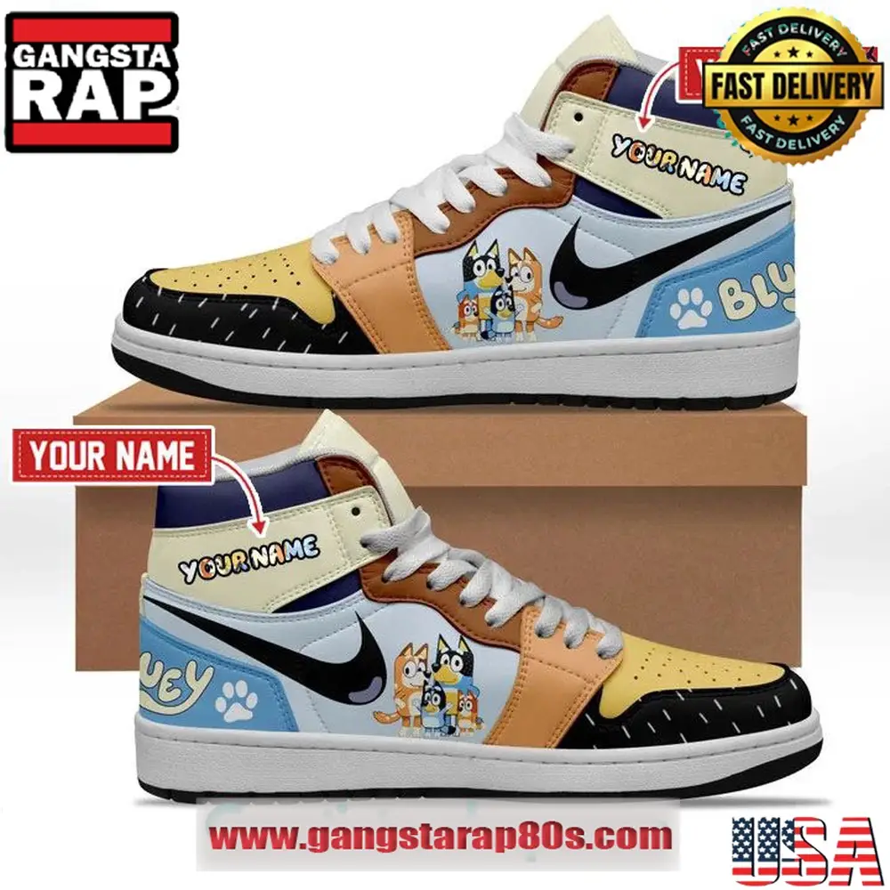 Bluey The Heeler Family Colorful Custom Air Jordan 1 Sneakers Shoes