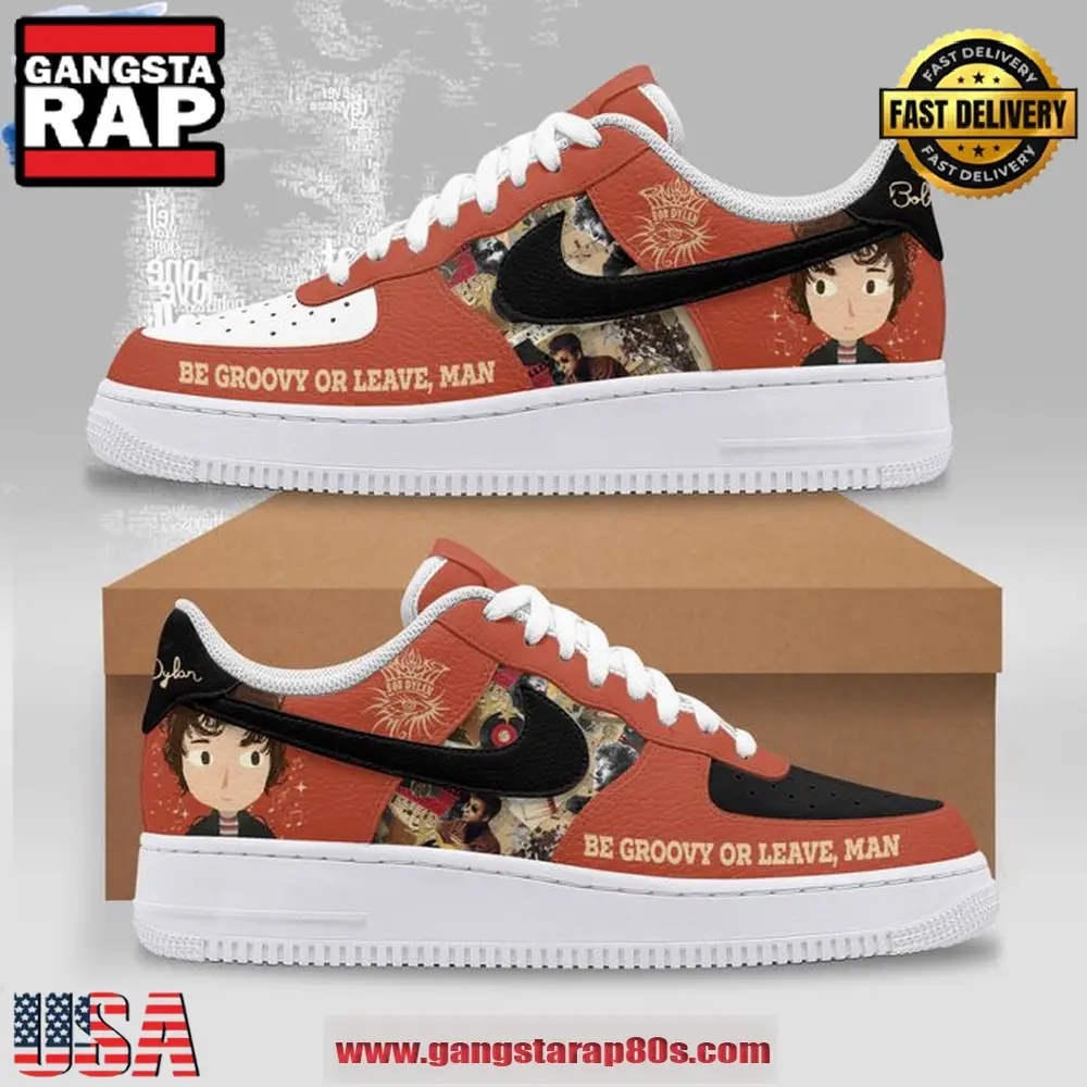Bob Dylan Be Groovy Or Leave Limited Edition Air Force 1 Running Sneakers Shoes Bob Dylan Be Groovy Or Leave Limited Edition Air Force 1 Running Sneakers Shoes - Image 1