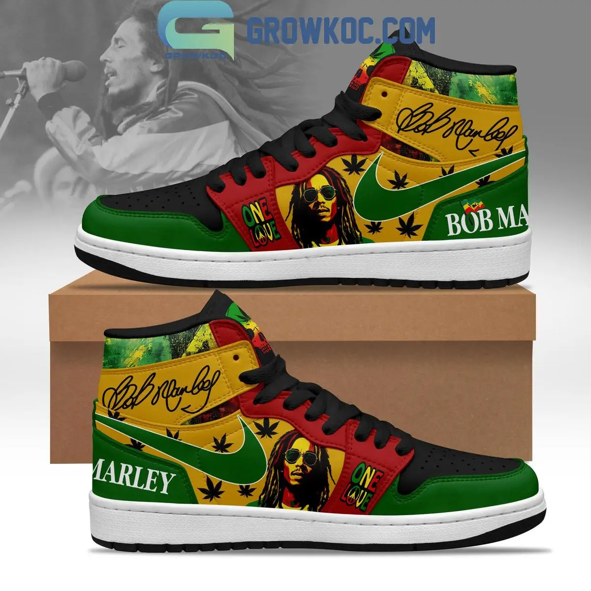 Bob Marley One Love Of Reggae Era Air Jordan 1 Shoes Bob Marley One Love Of Reggae Era Air Jordan 1 Shoes - Image 1