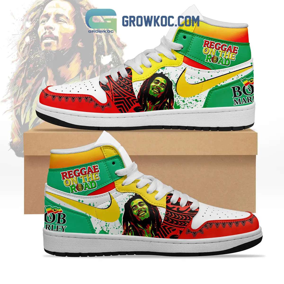 Bob Marley Reggae On The Road Fan Air Jordan 1 Shoes Bob Marley Reggae On The Road Fan Air Jordan 1 Shoes - Image 1