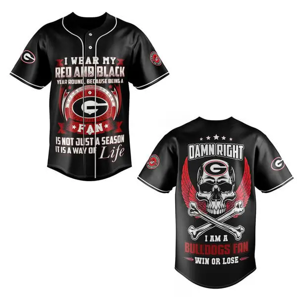 Bold Bulldogs Fan Jersey - Red & Black Skull Design, Ultimate Game Day Apparel