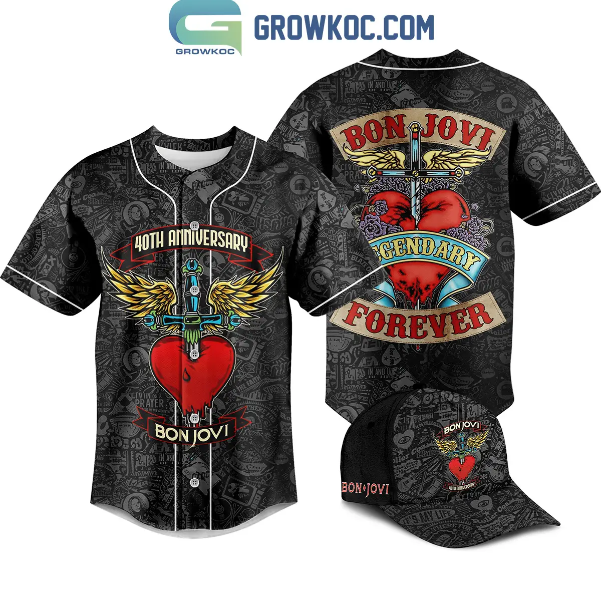 Bon Jovi 40th Anniversary Legendary Forever Baseball Jersey