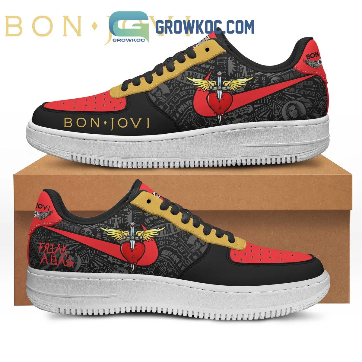 Bon Jovi Freak A Leash Fan Heart Air Force 1 Shoes Bon Jovi Freak A Leash Fan Heart Air Force 1 Shoes - Image 1