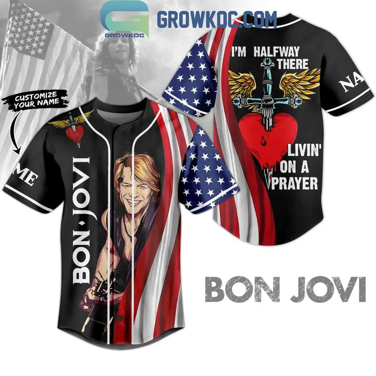 Bon Jovi I'm Halfway There Personalized Baseball Jersey
