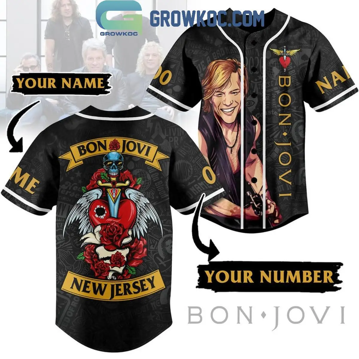 Bon Jovi Livin' On The Prayer New Jersey Personalized Baseball Jersey