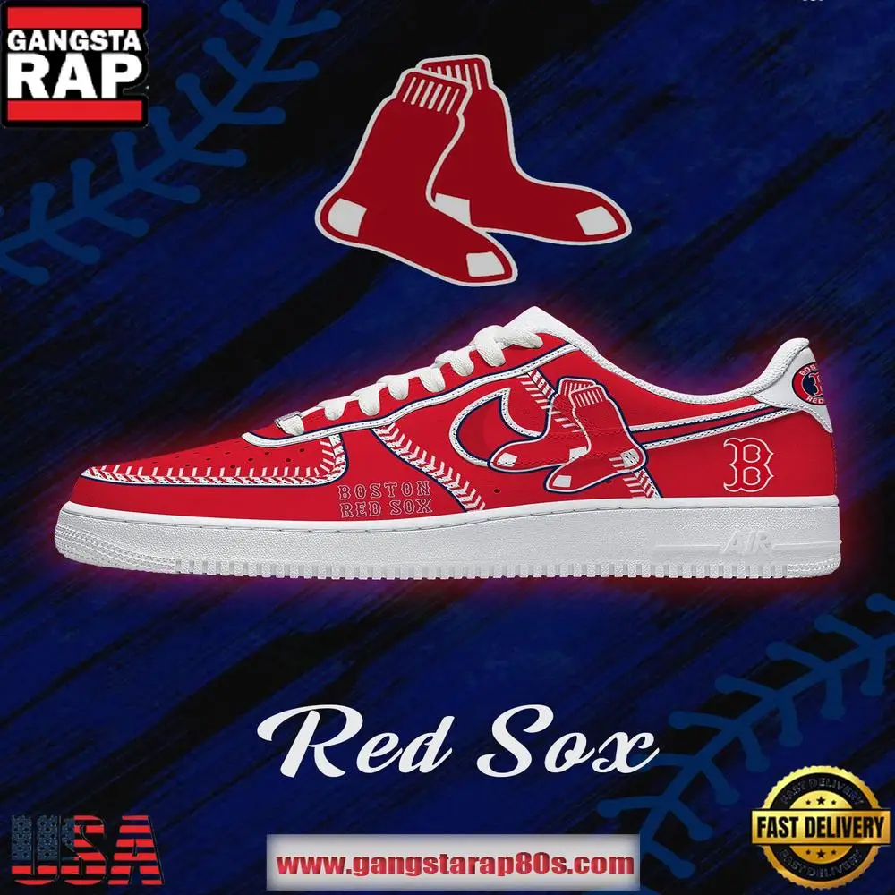 Boston Baseball Limited Edition Nike Air Force 1 Sneakers Shoes Boston Baseball Limited Edition Nike Air Force 1 Sneakers Shoes - Image 1