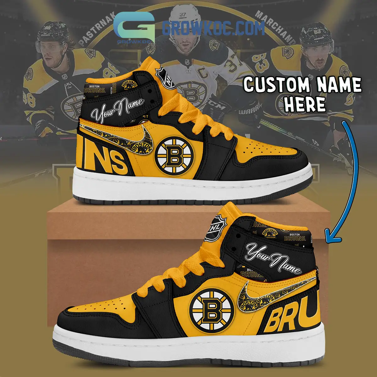 Boston Bruins NHL Personalized Air Jordan 1 Shoes