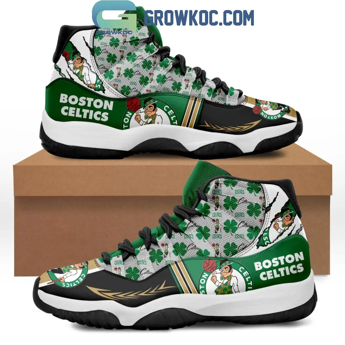 Boston Celtics Men's Basketball Air Jordan 11 Retro Shoes Boston Celtics Men's Basketball Air Jordan 11 Retro Shoes - Image 1