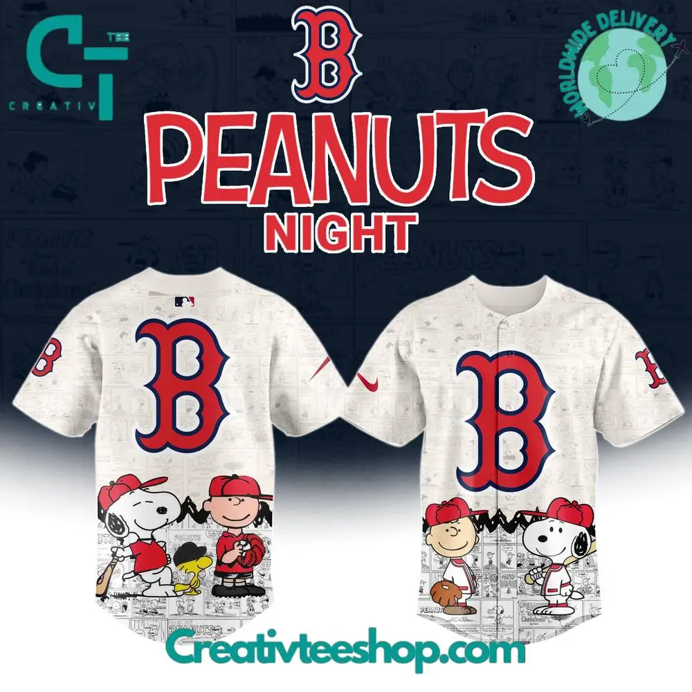 Boston Red Sox 75Th Anniversary Of Peanuts Snoopy Baseball Jersey