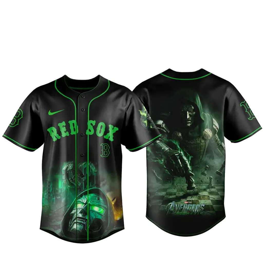 Boston Red Sox x Avengers Doomsday 2026 Doctor Doom Baseball Jersey - Tazila