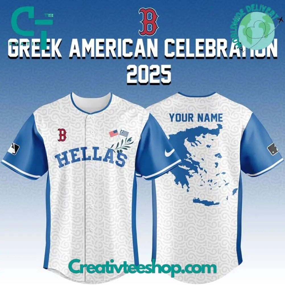 Boston Red Sox X Greek American Celebration 2025 Personalized Baseball Jersey