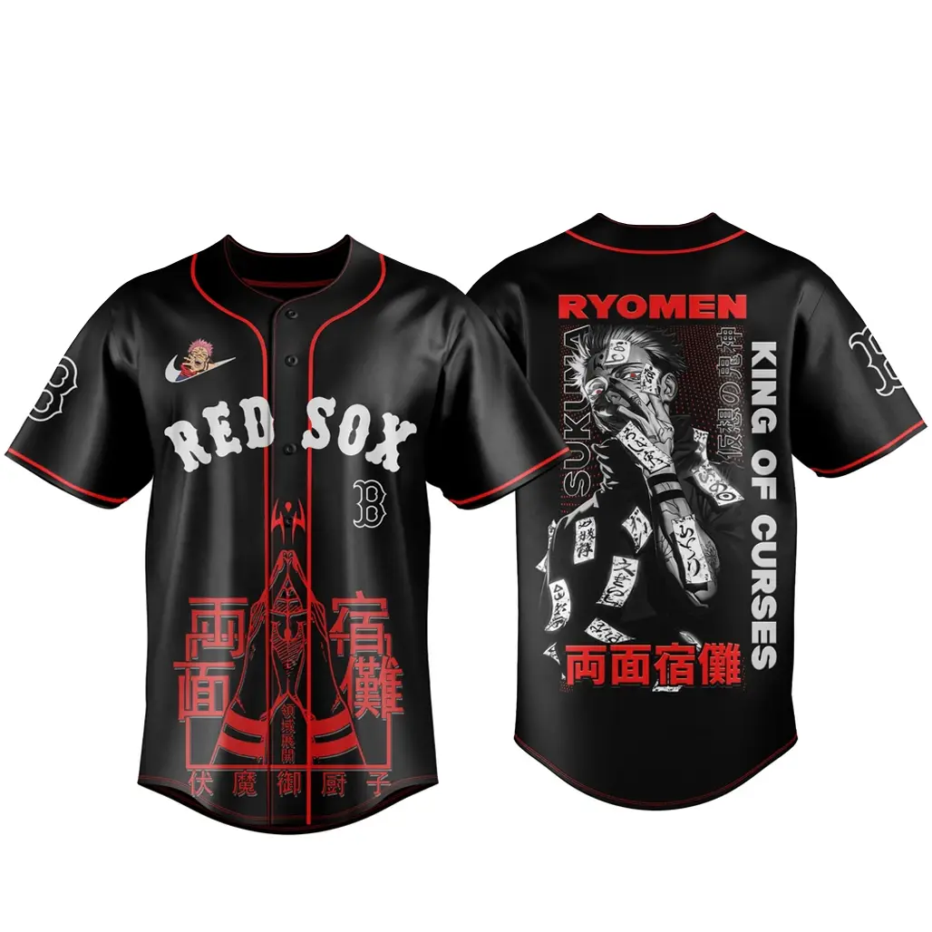 Boston Red Sox x Jujutsu Kaisen Night 2026 King of Curses Sukuna Baseball Jersey - Tazila